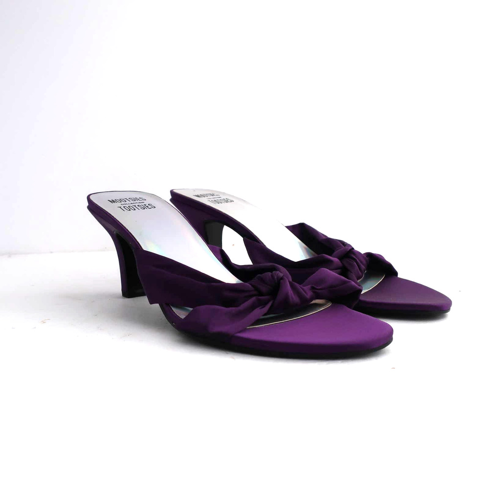Mootsies Tootsies Purple Satin Kitten Heel Mules